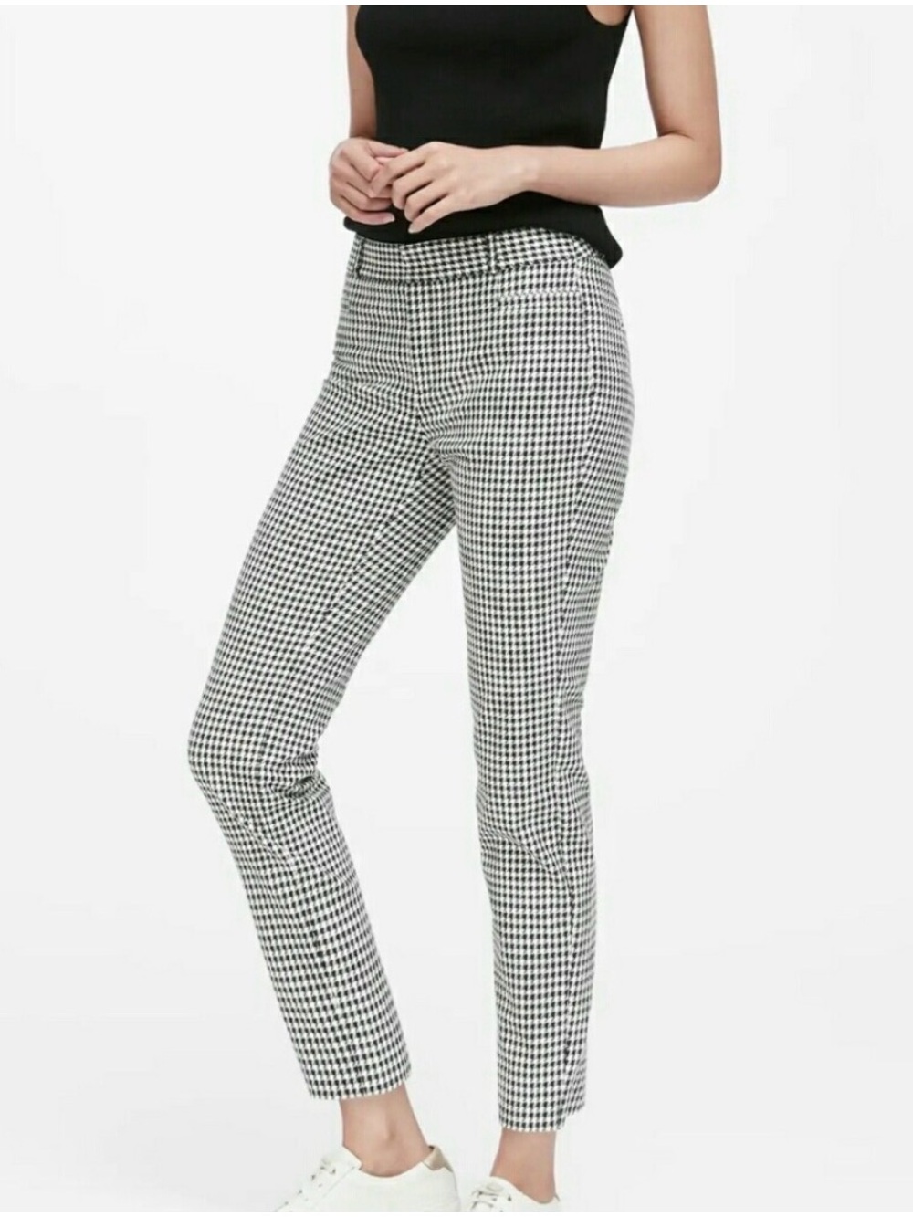 Banana Republic Black & White Houndstooth Dress Pants - Petite